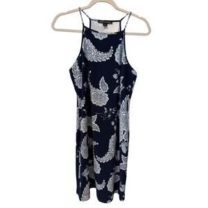 Boston Proper Dress Women's Size Medium Blue Paisley Print Luxury Sundress Chic